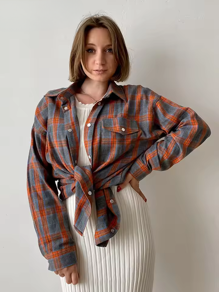 Leandra | Camisa oversize de cuadros vintage