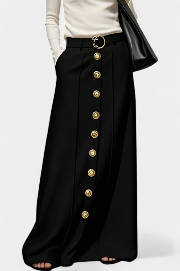 Ada Falda de Botones Suelta con Bolsillos y Estilo Urbano