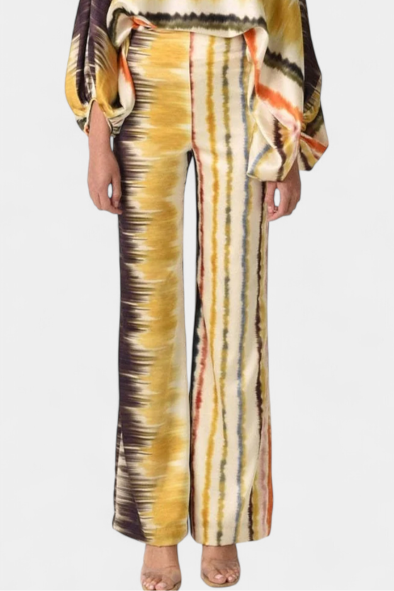 Sybella Conjunto de Dos Piezas con Hombros Descubiertos y Pantalones Amplios Estampados