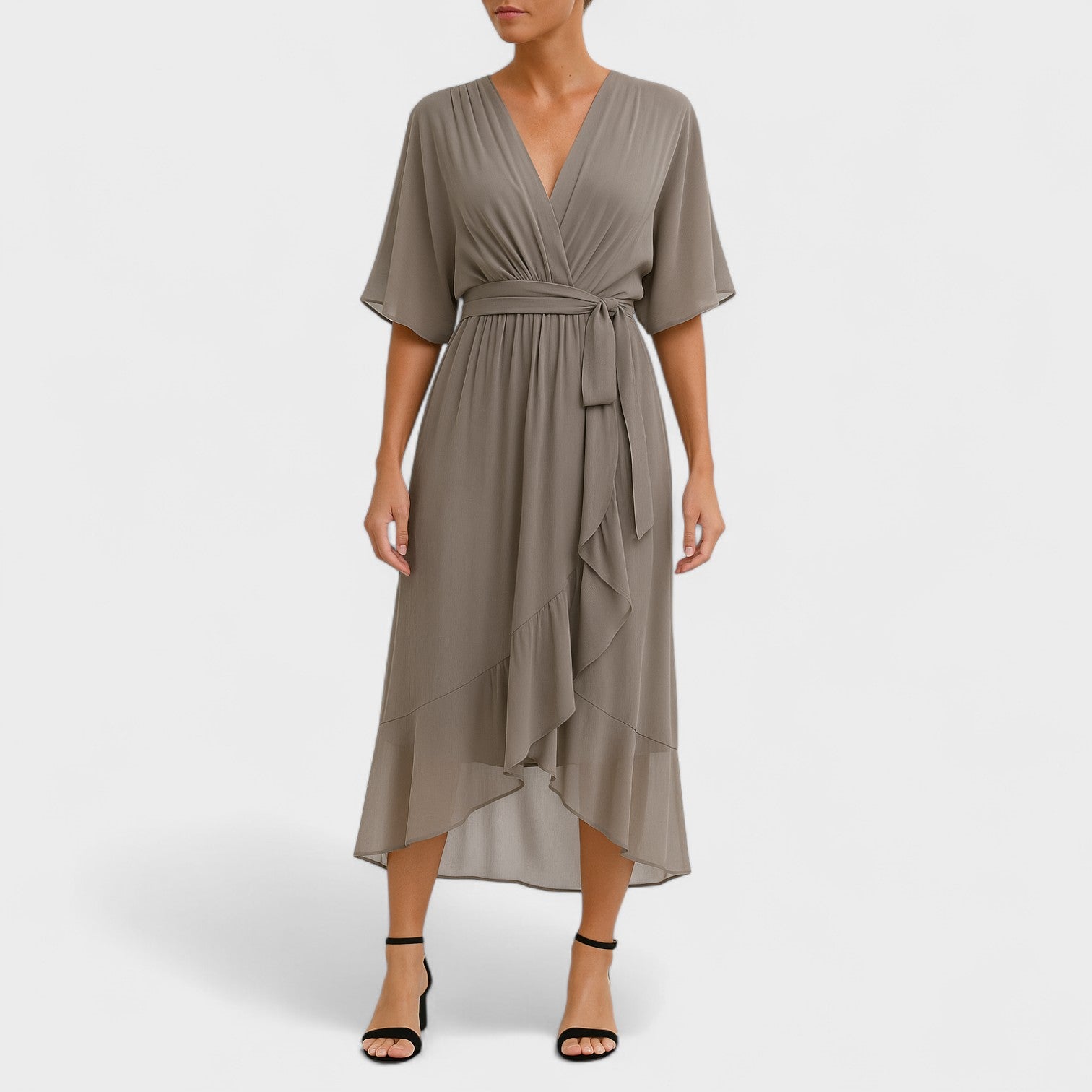 Yalina - Vestido elegante con cinturilla alrededor de la cintura y cinturilla ajustable