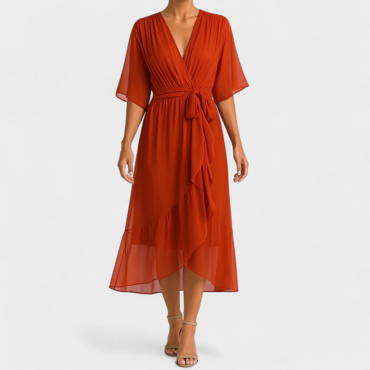 Yalina - Vestido elegante con cinturilla alrededor de la cintura y cinturilla ajustable