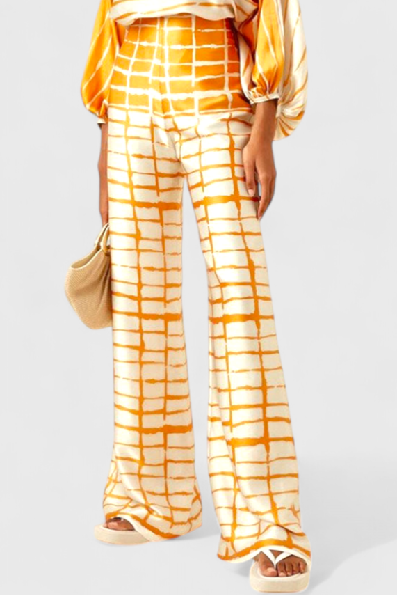 Sybella Conjunto de Dos Piezas con Hombros Descubiertos y Pantalones Amplios Estampados