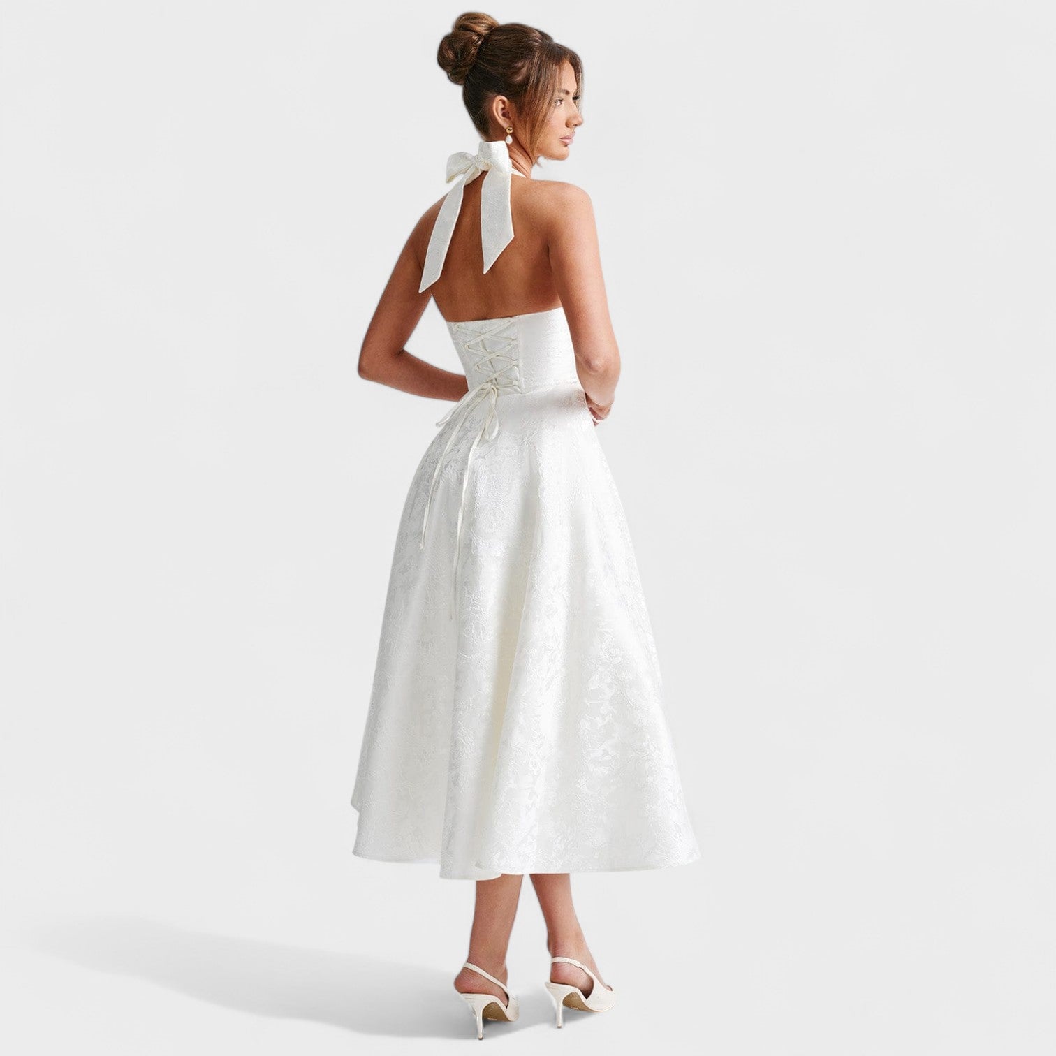 Effie -Vestido midi texturizado con escote en V