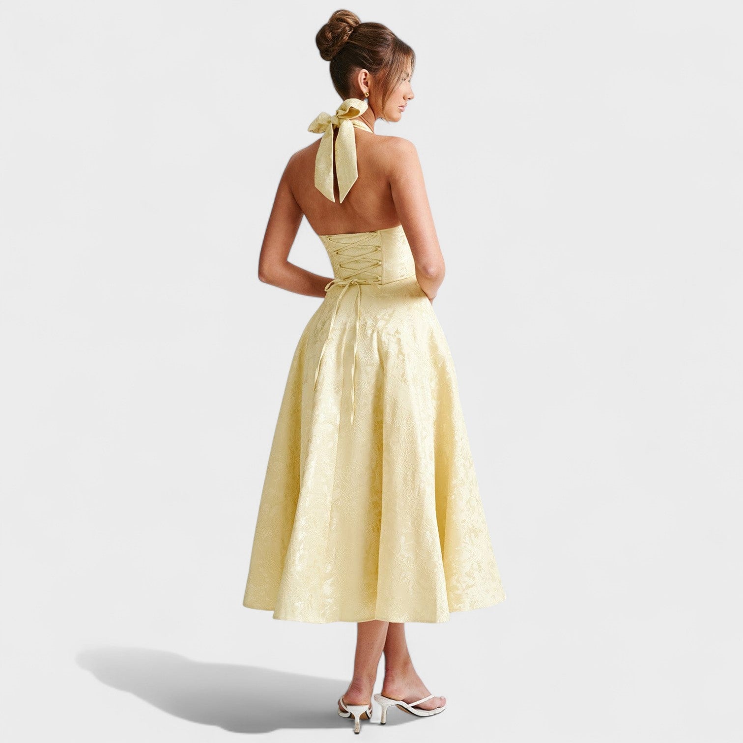 Effie -Vestido midi texturizado con escote en V