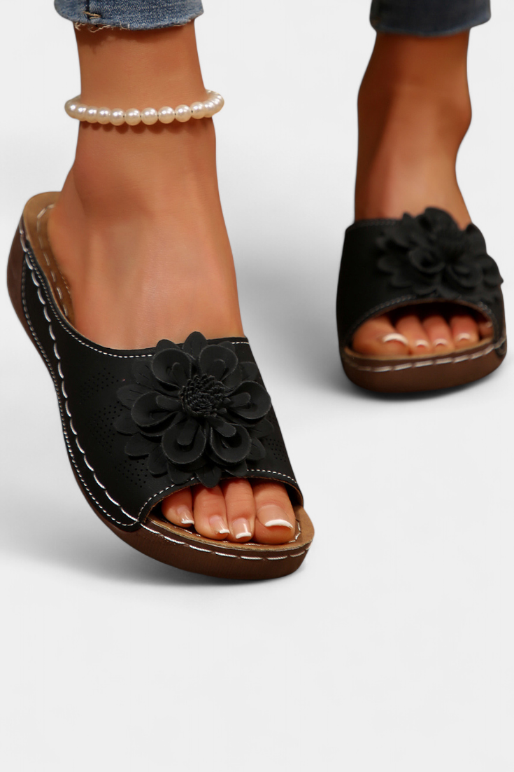 Rica Sandalias Ortopédicas con Flor 3D y Suela Acolchada