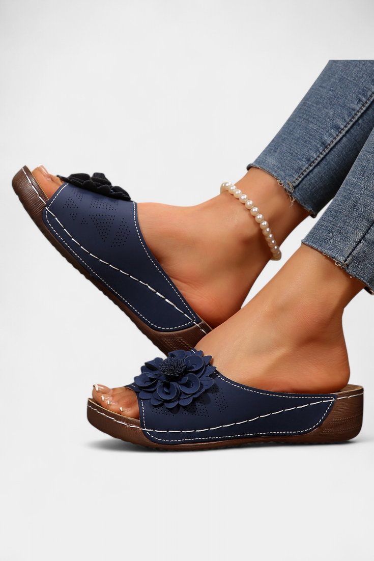 Rica Sandalias Ortopédicas con Flor 3D y Suela Acolchada