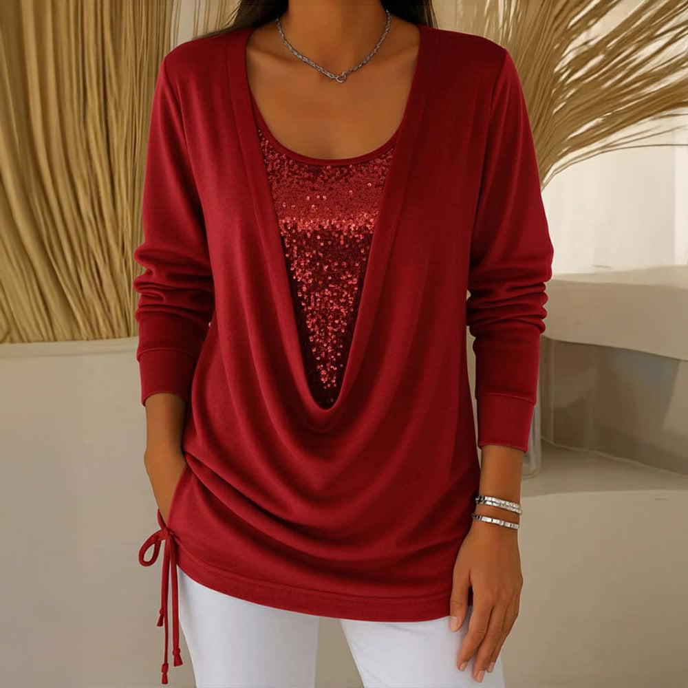 Nari - Efecto Top de Lentejuelas Bicolor Dos en Uno