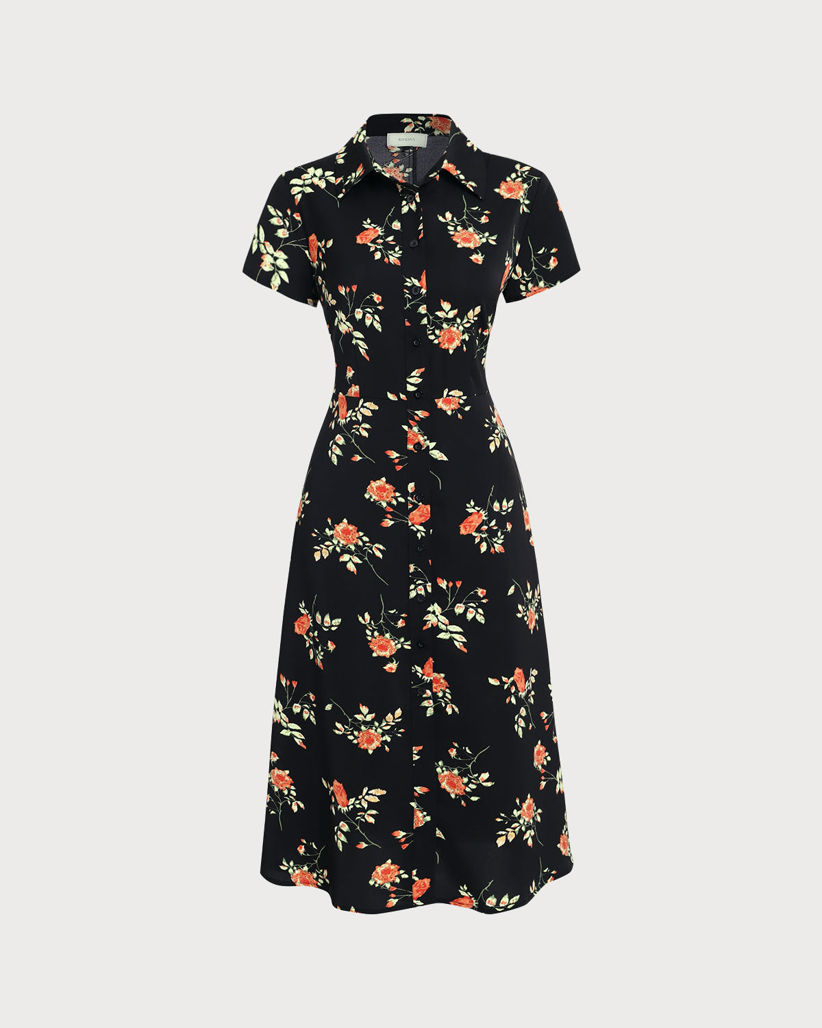 Gloria | Vestido Midi Negro Floral