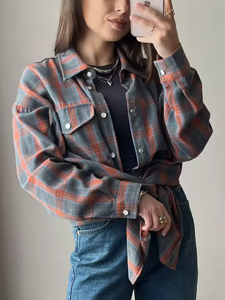 Leandra | Camisa oversize de cuadros vintage
