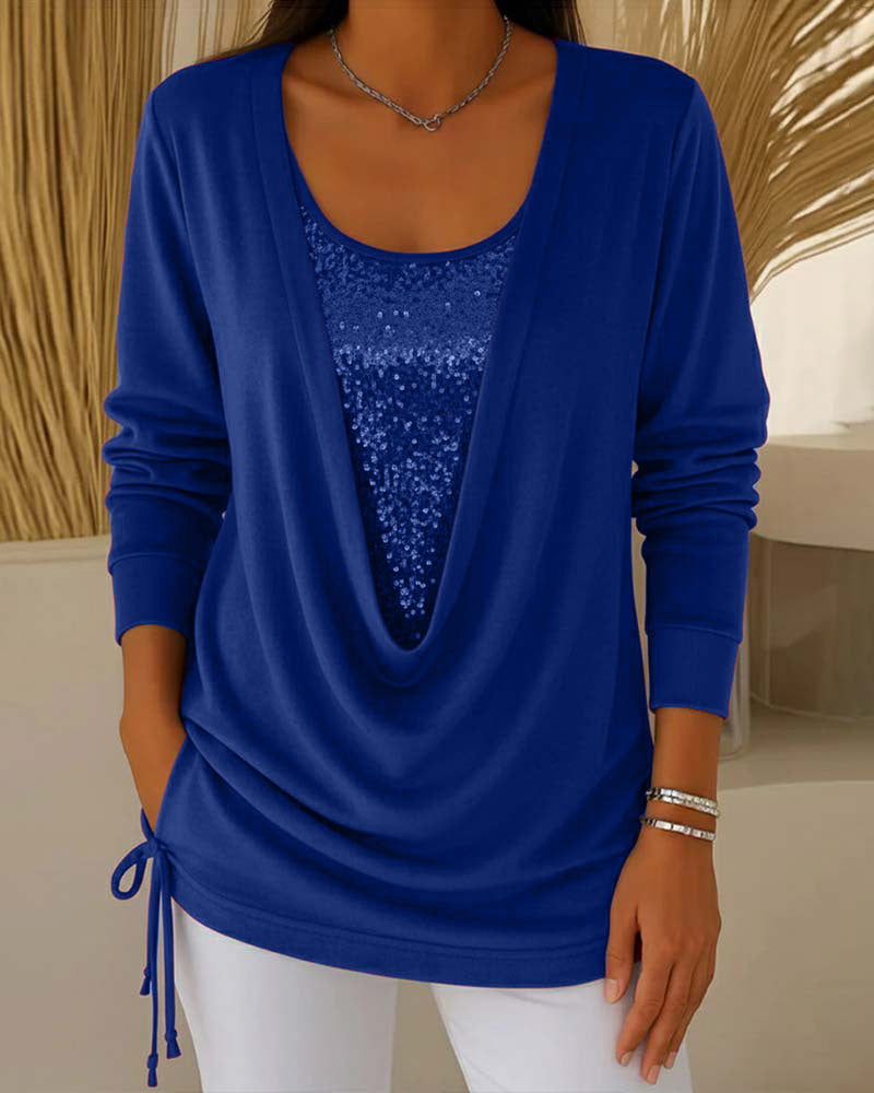 Nari - Efecto Top de Lentejuelas Bicolor Dos en Uno