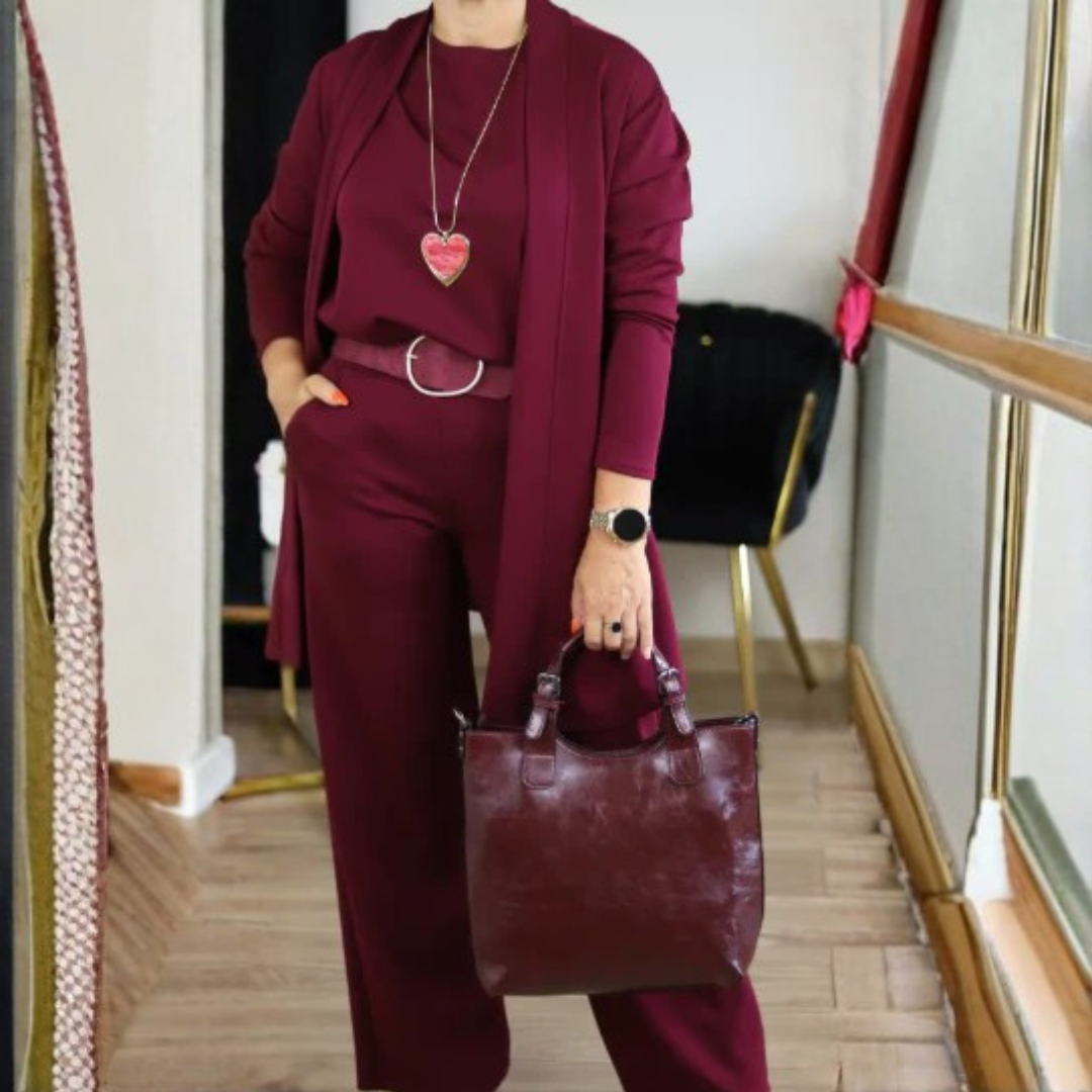 Rebeca | Conjunto de 3 Piezas con Cárdigan Largo