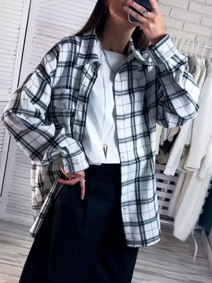Leandra | Camisa oversize de cuadros vintage