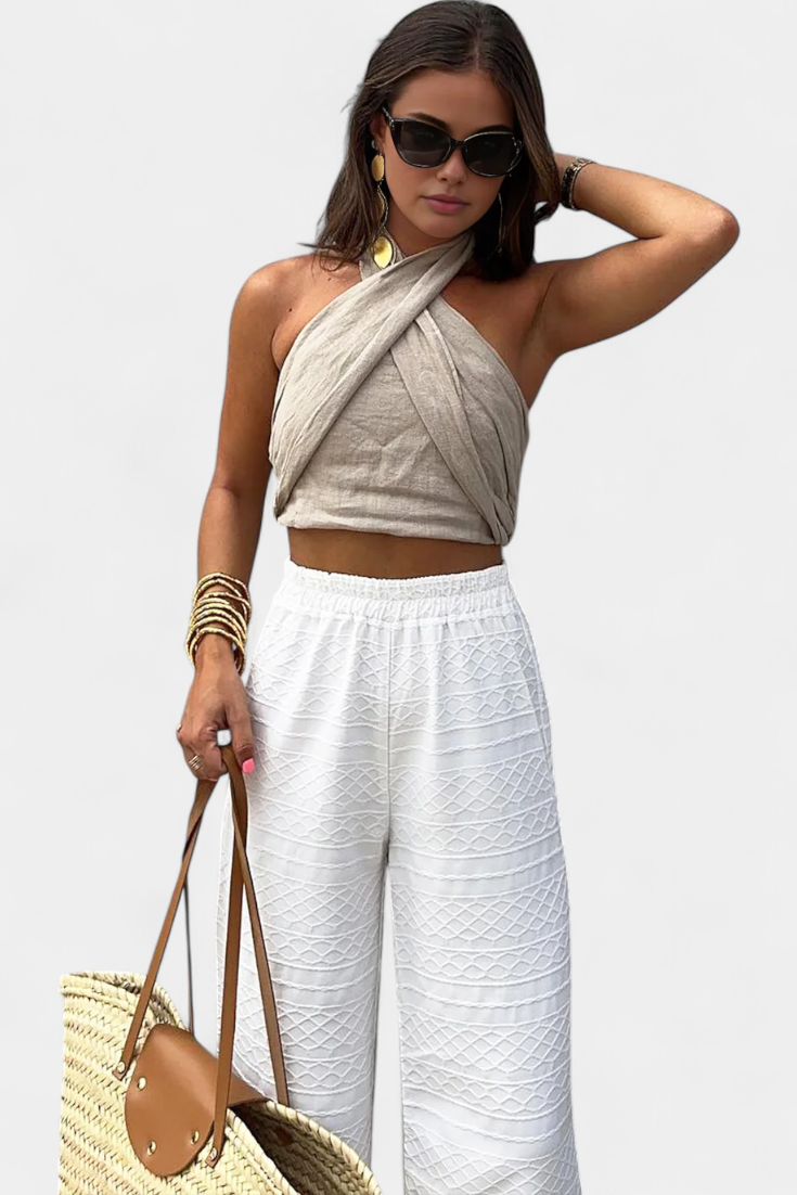 Lena | Top Cruzado Sin Espalda con Nudo y Estilo Halter