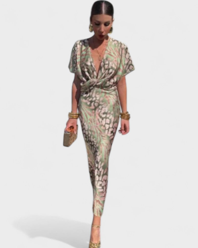 Constança | Vestido Floral con Fruncido y Escote en V