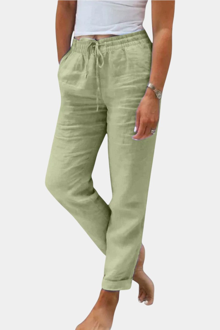 Violeta | Pantalones de Lino Mezclado Ajuste Relajado