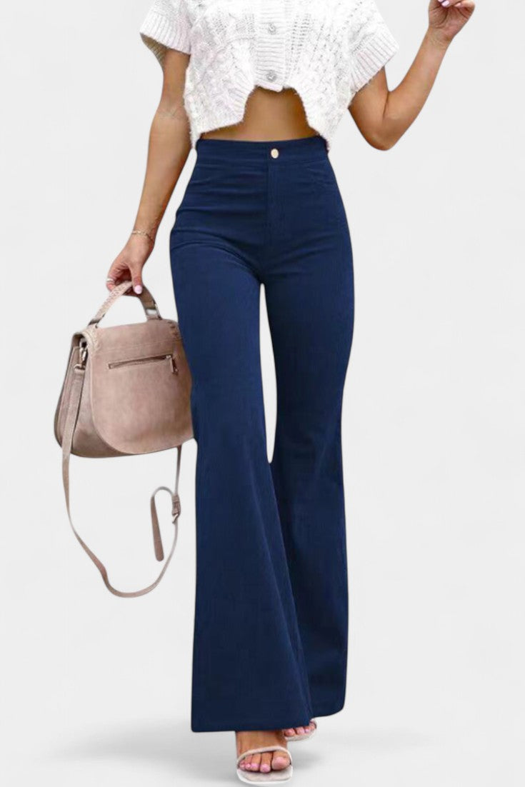 Kiara | Pantalones de Terciopelo de Pierna Ancha de Cintura Alta