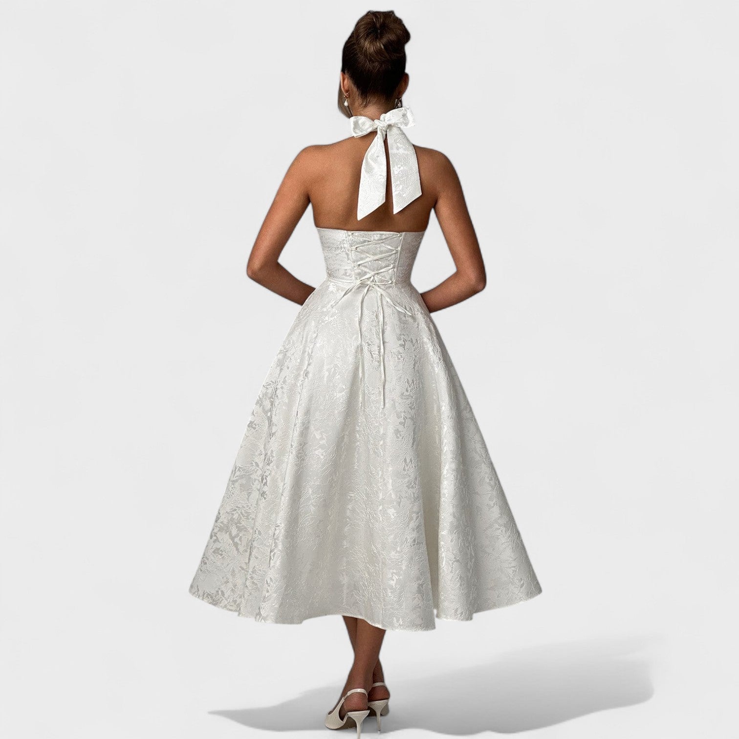 Effie -Vestido midi texturizado con escote en V