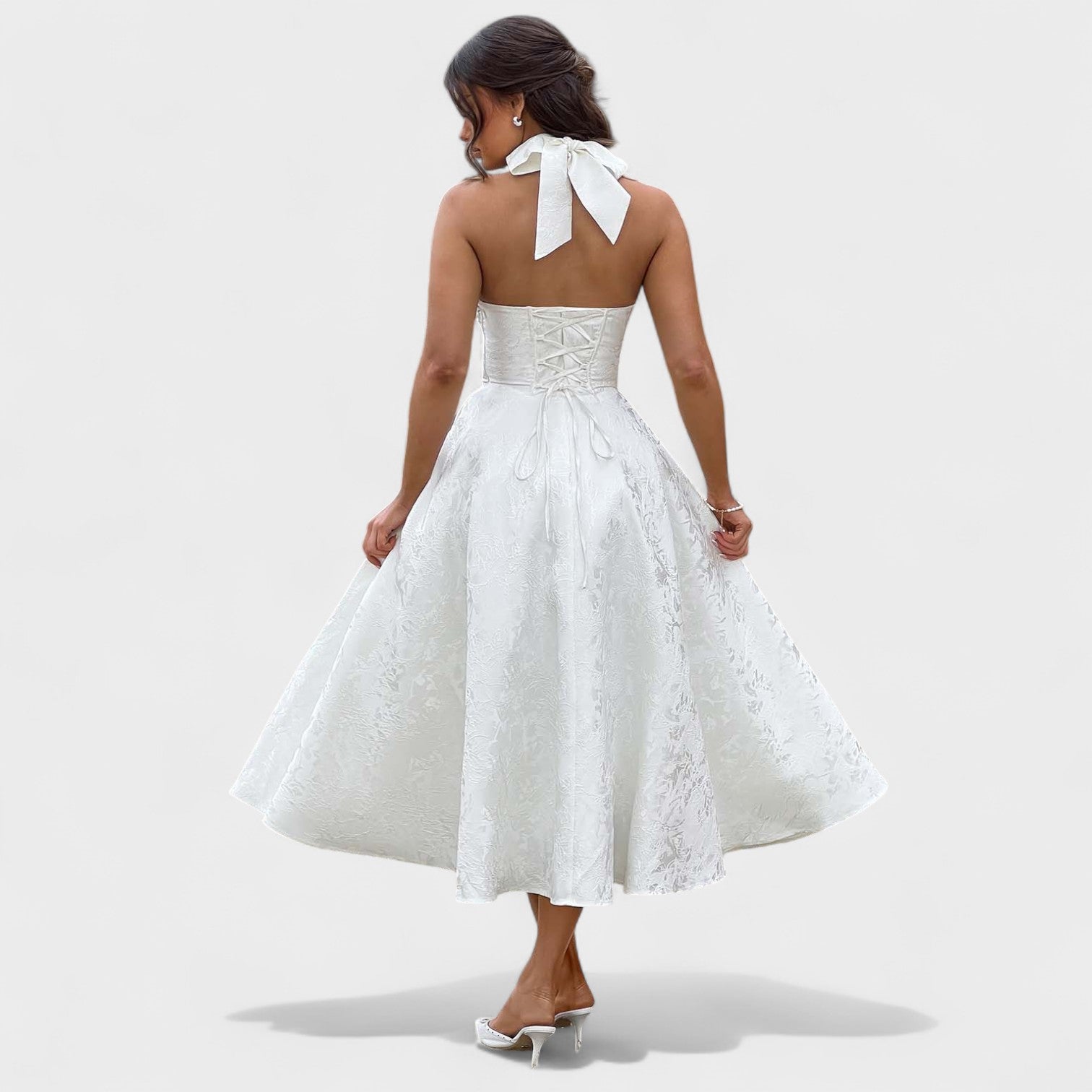 Effie -Vestido midi texturizado con escote en V