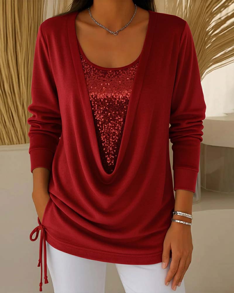 Nari - Efecto Top de Lentejuelas Bicolor Dos en Uno