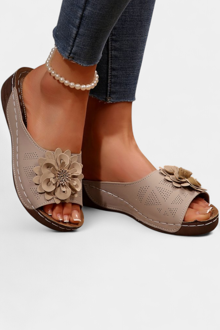 Rica Sandalias Ortopédicas con Flor 3D y Suela Acolchada