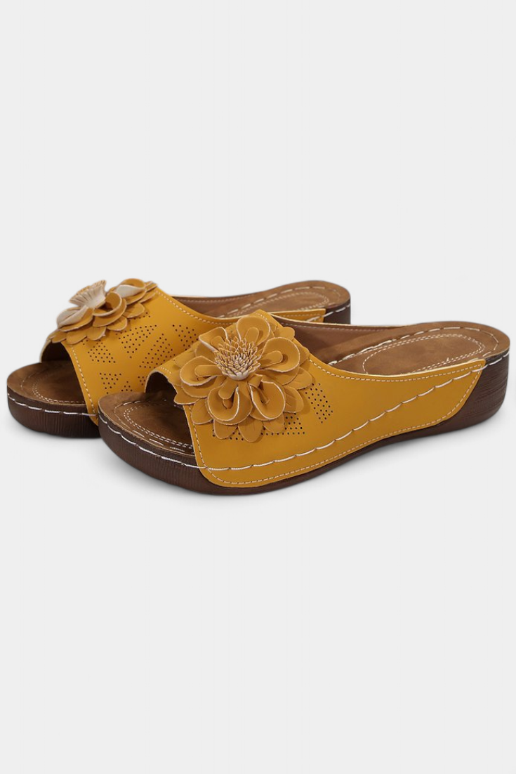 Rica Sandalias Ortopédicas con Flor 3D y Suela Acolchada