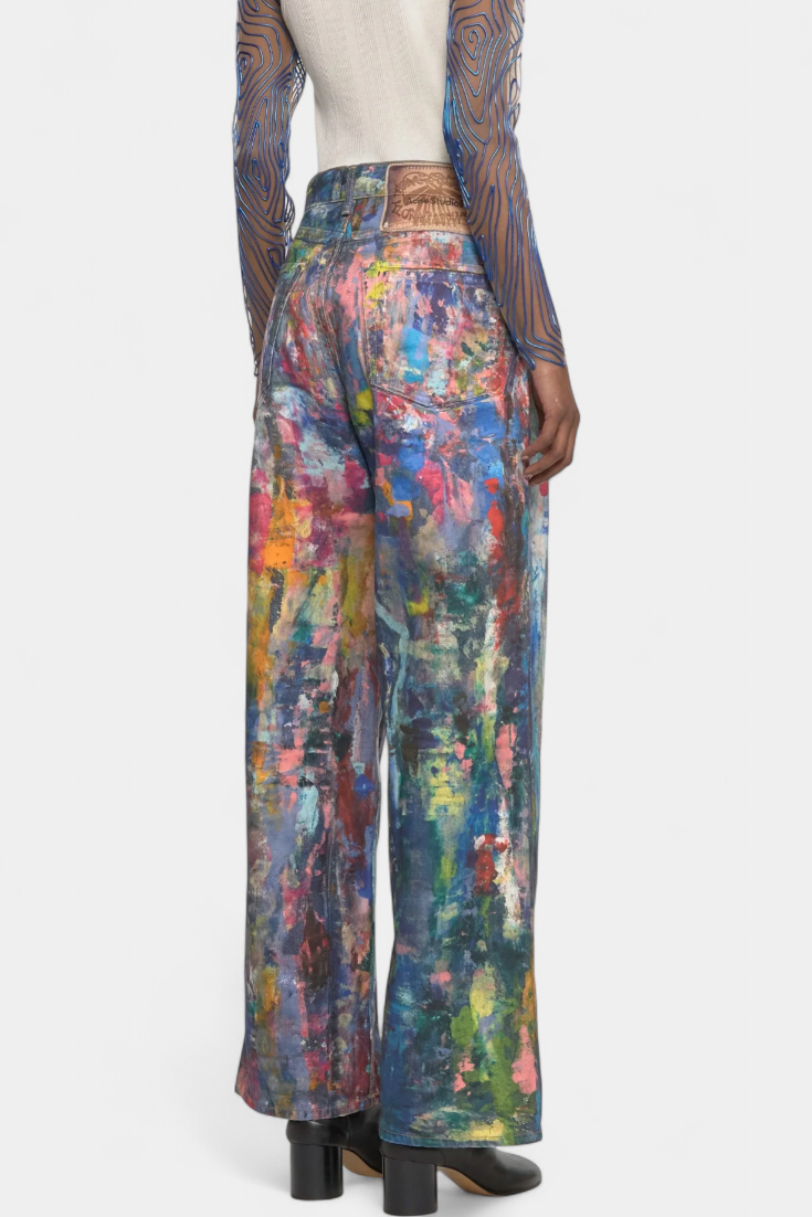 Rana | Pantalones Vaqueros de Pierna Ancha con Estampado Artístico